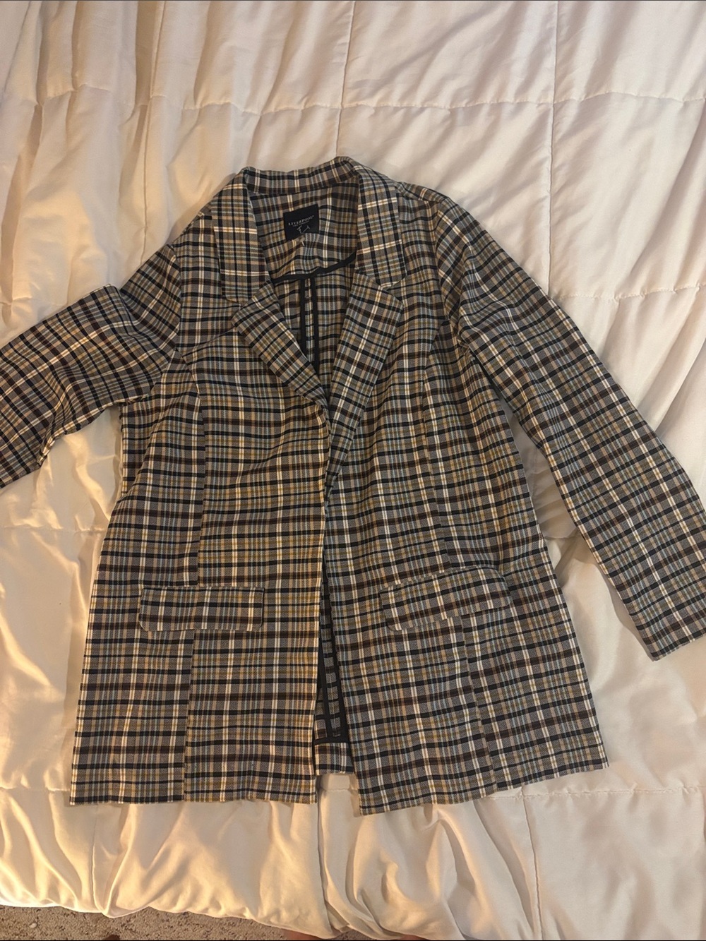 Women’s Liverpool Plaid Blazer Jacket - Black, White & Brown